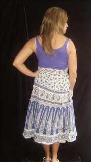   BoHo Hippie India Thin Cotton Gauze Wrap Dress Skirt Peacocks Batik
