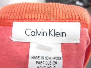 CALVIN KLEIN Red Cotton Elbow Patch V Neck Sweater Sz S  