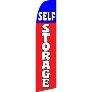  Self Storage Red and Blue Swooper Feather Flag Office 