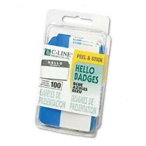  C Line Self Adhesive Name Badges, 2 x 3 1/2 Inches, Blue 