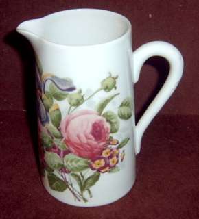 Porcelain de Paris Limoges Pitcher Pink Roses & Iris  