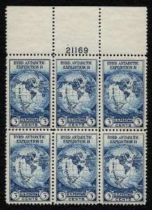 US #753 3¢ Byrd Farley Issue Plate Block of 6 MNH  