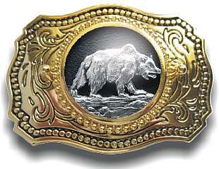 GRIZZLY BEAR BELT BUCKLE ON THE PROWL Made in The USA  