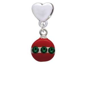  Red Ornament European Heart Charm Dangle Bead [Jewelry 