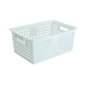  Plastic Mesh Basket   Set of 3 White Large Stylish (White 