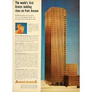  1956 Ad Anaconda Wire Cable Seagram Building Bronze 