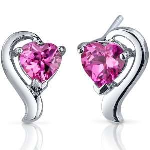 Cupids Harmony 2.00 Carats Pink Sapphire Heart Shape Earrings in 