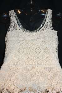   Beautiful ~ Vintage Lace ~ Ivory Crochet Cami Tank Top Size M  