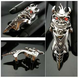EMO Punk Goth Red Eye Satan Armor Claw Ring TF209  