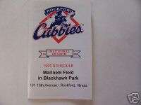 1995 Rockford Cubbies Baseball Pocket Schedule  