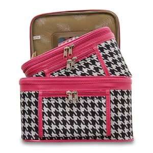  Train Case Cosmetic Toiletry 2 Piece Luggage Set Hot Pink 