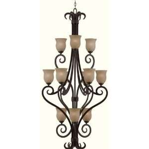     chandelier in midnight bronze with scavo glass