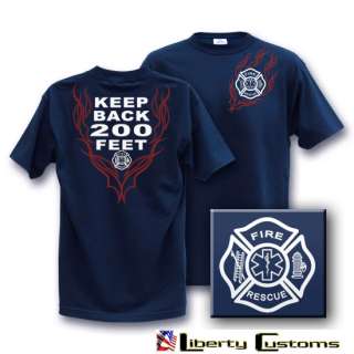 Flamed KEEP BACK 200 FEET 3XL FIRE RESCUE ems T Shirt  