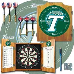  Tulane University Dart Cabinet with Darts and Board 