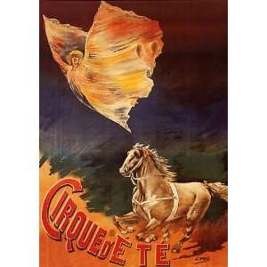  CIRQUE FLYING WOMAN HORSE FRANCE CIRCUS VINTAGE POSTER 