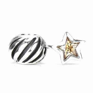  Champagne CZ Falling Star Dangle Charm, Made with Swarovski Gems 