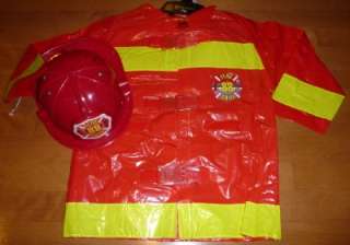 Boys FIREFIGHTER FIREMAN costume dress up Size 4  7 Black or Red coat 