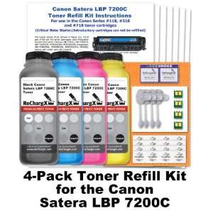  Canon Satera LBP 7200C Toner Refill Kit (4 Pack   Black 