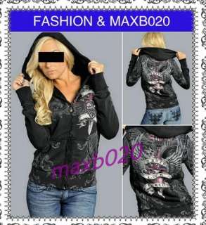   slimming graphic embellish Zip Hoodie fashion Sweatshirt NEW D001