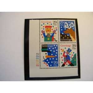 US Postage Stamps, 1993, Christmas Designs, S#2791 94, Plate Block of 