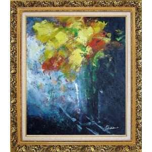   Background Oil Painting, with Ornate Antique Dark Gold Wood Frame 30 x