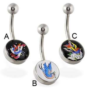  Bird logo belly ring, B Jewelry