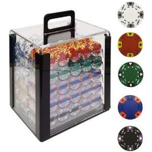 Trademark Games 1000 Tri   Color Clay Casino Chips with Acrylic Case 