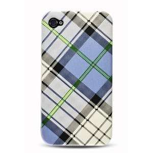  iPhone 4 Fabric Case   Blue/White Plaid Cell Phones 