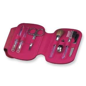  Red Leather Seven Piece Manicure Set Jewelry