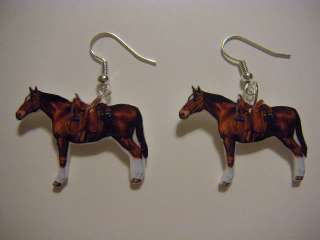 Horse Earrings   riding, farm animal saddle jewelry fun  