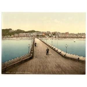 1890s photo Sandown from pier, Isle of Wight, England. Photochrom 