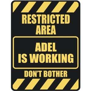   RESTRICTED AREA ADEL IS WORKING  PARKING SIGN