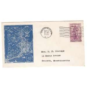   Hazard (52) First Day Cover; Map of Rhode Island 