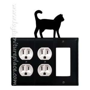  Wrought Iron Cat Triple Outlet/Outlet/GFI Cover