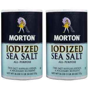 Morton Salt Iodized Sea Salt, 26 oz, 2 pk  Grocery 