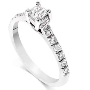  SALE Real 1/2 Carat Princess Cut Pave Diamond Engagement 