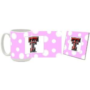  Texas Tech Red Raiders Pink Polkadot Coaster and Mug Combo 