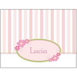Queen Bee Personalized Folded Note Cards   Pink Flower Stripe