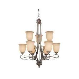  Esprit 9L Chandelier Sable w/ Amber Flake Glass