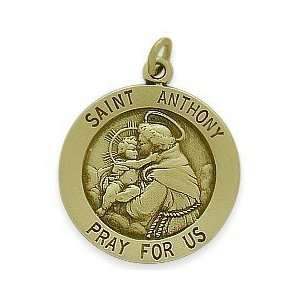 14 Karat Yellow Gold Saint Anthony Religious Medal Medallion with 16 