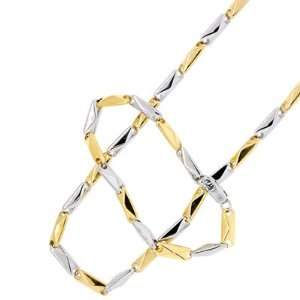  Stainless Steel Gold Silver Tone Bars Bracelet Men Chain 