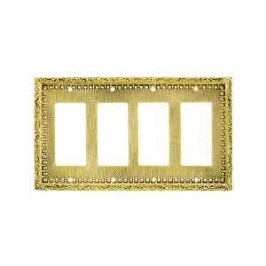  Victorian Quad Gang GFI Cover Plate In Unlacquered Brass 