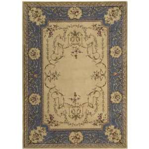  Ashton House Collection Beige and Blue Floral Wool Area 