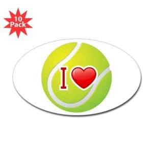  Sticker (Oval) (10 Pack) I Love Tennis 