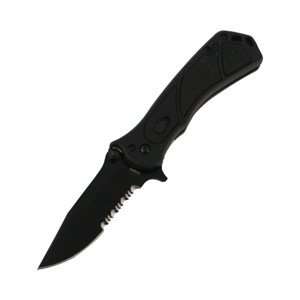  Ontario Knife Company Medium Folder with Black Handle and 