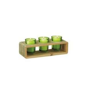  Midwest CBK Green Glass Triple Votive Candle Holder with 