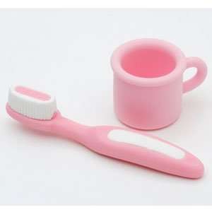  2pcs Japanese Iwako Erasers Pink Cup and Toothbrush Toys 