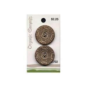  Round 2 Hole Wood Button 1 1/8in Natural (3 Pack) Pet 