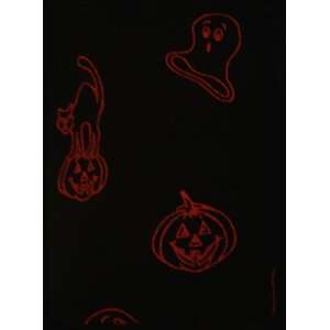  Black Tights with Orange Halloween Prints Jack O Lantern 