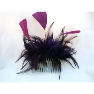  Purple Feather Hair Comb 